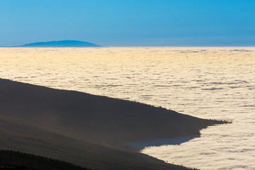 El teide volcano in the canary islands with a blue sky in the background, Tenerife, Spain