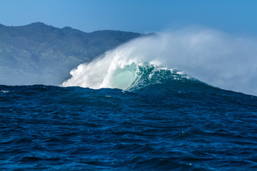 A Giant breaking Ocean wave in Hawaii