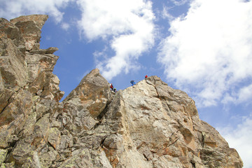 alpinism in the snowy mountains