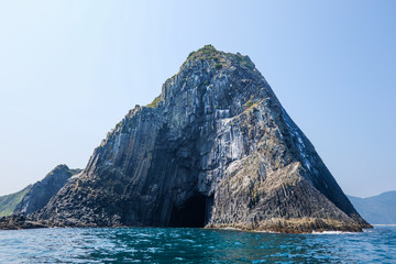 Rocky beach island from sea
