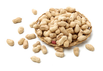 Peanuts on a white background