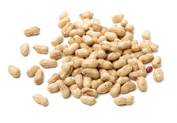 Peanuts on a white background