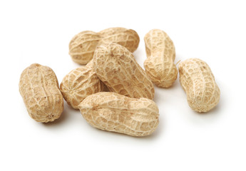 Peanuts on a white background