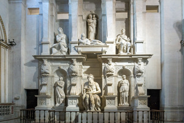 Michelangelo's Moses, Statue in the basilica of Saint Peter in Chains (San Pietro in Vincoli ) in...