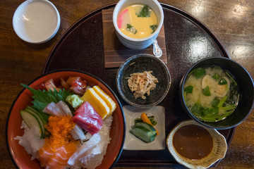 Seafood donburi in Japan 