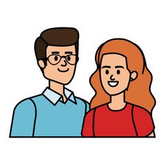 business couple avatars characters vector illustration