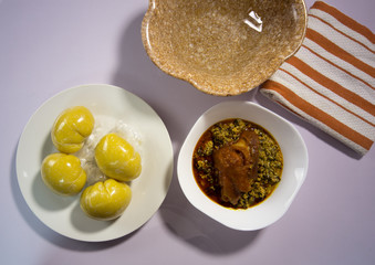 Amala, eba and fufu local dish in nigeria