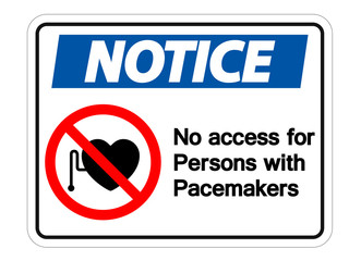  Notice No Access For Persons With Pacemaker Symbol Sign Isolate On White Background,Vector Illustration