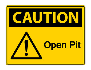 Caution Open Pit Symbol Sign Isolate On White Background,Vector Illustration