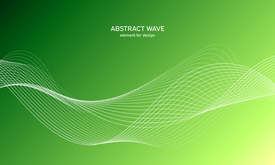 Abstract wave element for design. Digital frequency track equalizer. Stylized line art background. Colorful shiny wave with lines created using blend tool. Curved wavy line, smooth stripe Vector