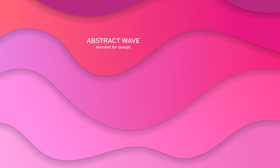Vector futuristic illustration of bright multi colored wavy paper layers. Abstract creative background with fluid color shapes. Colorful gradient cover design. Material design.