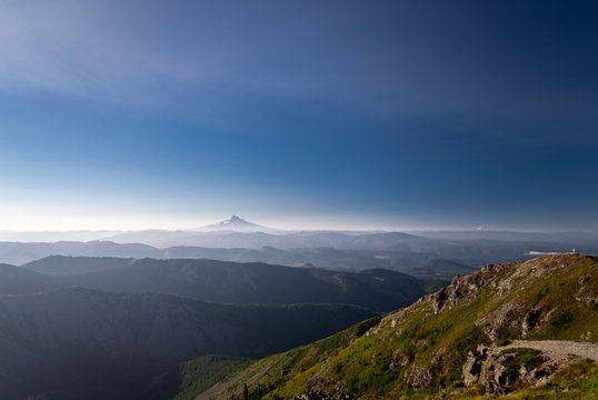 Mt Hood Seen From Silver Star Mountain On Hazy Day