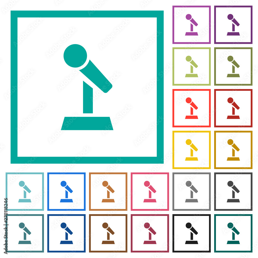 Poster microphone with stand flat color icons with quadrant frames