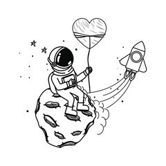 Obraz premium silhouette of astronaut with spacesuit in the space