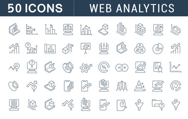 Set Vector Line Icons of Web Analytics