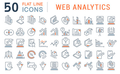 Set Vector Line Icons of Web Analytics