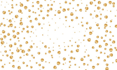 Festive gold round confetti on white background. Vector illustration for decoration of holidays, postcards, posters, websites, carnivals, children's parties, birthday and elebration.