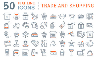 Fototapeta Set Vector Line Icons of Trade and Shopping obraz