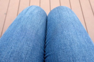 Close-up photo of the human thigh