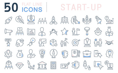 Obraz na płótnie Canvas Set Vector Line Icons of Startup