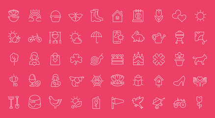 Set of Line Icons of Spring