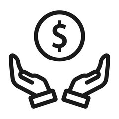 money insurance - minimal line web icon. simple vector illustration. concept for infographic, website or app.