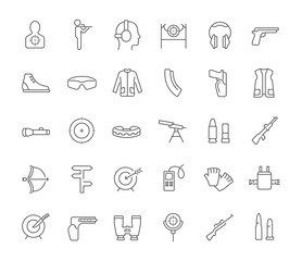 Set Vector Line Icons of Sport Shooting.