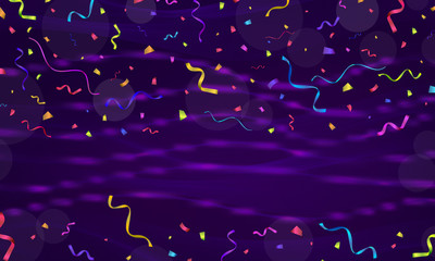 Celebration. Vector serpentine and confetti on colourful background. Vector © Sergey