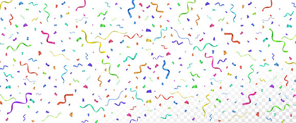 Celebration. Vector serpentine and confetti on transparent background. Vector