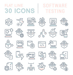 Set Vector Line Icons of Software Testing