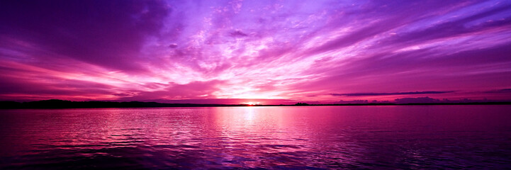 Candy pink coastal sunrise seascape. Australia.