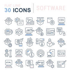 Set Vector Line Icons of Software