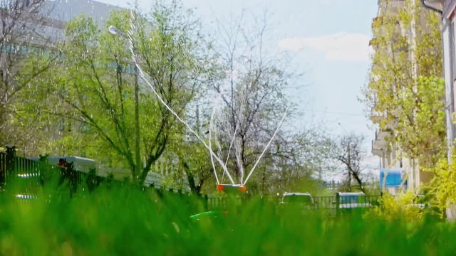 Watering lawn grownd lewel shot