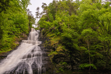 Fototapeta na wymiar Beautiful waterfall at Delaware Water Gap, Pennsylvania. Shot using slow shutter speed.
