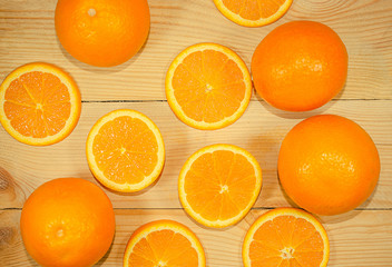 Orange slice  on Wooden Table Fruit Background Texture