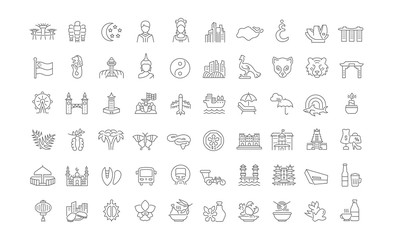 Set Vector Line Icons of Singapore.