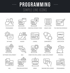 Set Vector Line Icons of Programming