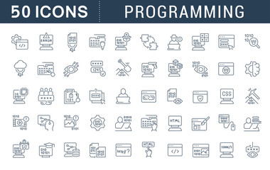 Fototapeta na wymiar Set Vector Line Icons of Programming