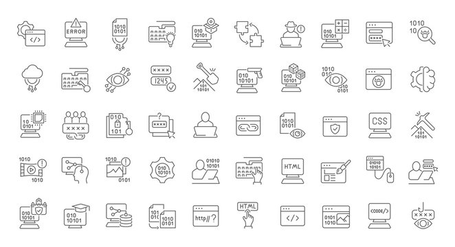 Set Vector Line Icons of Programming