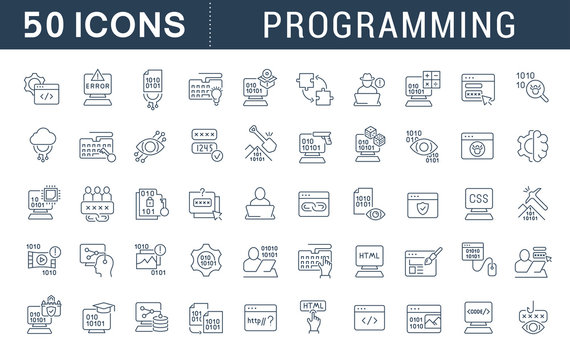 Set Vector Line Icons of Programming