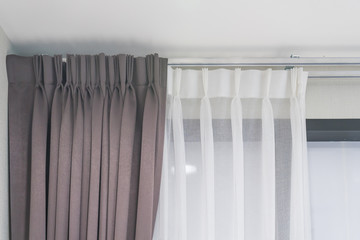 Beautiful curtains with steel rail, Curtain interior decoration in living room