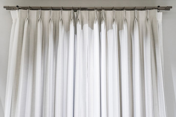 Beautiful curtains with ring-top rail, Curtain interior decoration in living room