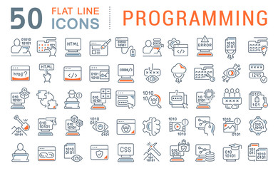 Set Vector Line Icons of Programming