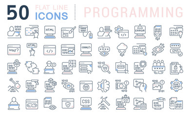 Set Vector Line Icons of Programming