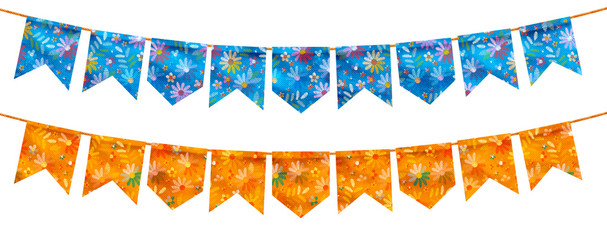 Bandeira Festa Junina varejo. Selo promocional 3d Brasil para festa de junho de cartão ou cartaz para férias. Selo São João e arraiá. Tipografia festiva