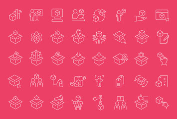 Set of Line Icons of Product Management