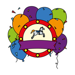 carousel horse carnival with balloons helium emblem