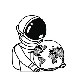 astronaut with spacesuit and planet in white background