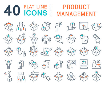 Set Vector Line Icons of Product Management