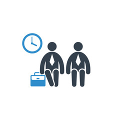 business people sitting on chair, finish working concept icon on white background